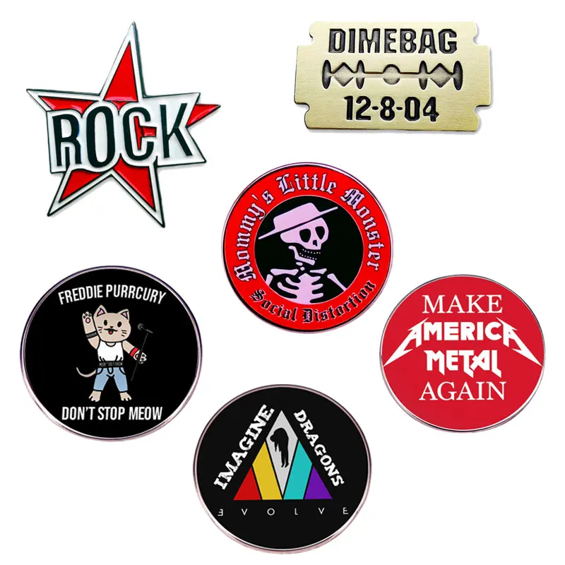 Punk Heavy Metal Band Music Badge Classics Choir Singer Combination Metal Lapel Brooch Denim Jacket Backpack Pin Decoration Gift