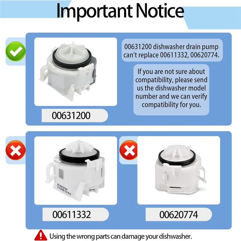 AT28-For Dishwasher Drain Pump Replacement Part 00631200 Motor Assembly For Model Numbers PS11704799 AP5972147