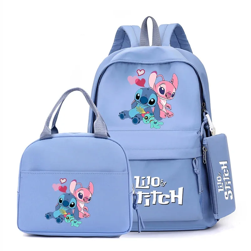 3Pcs/set Lilo Stitch Backpack for Girl Boy Student Teenager Children Rucksack Kids Birthday Gift Women Casual School Bag