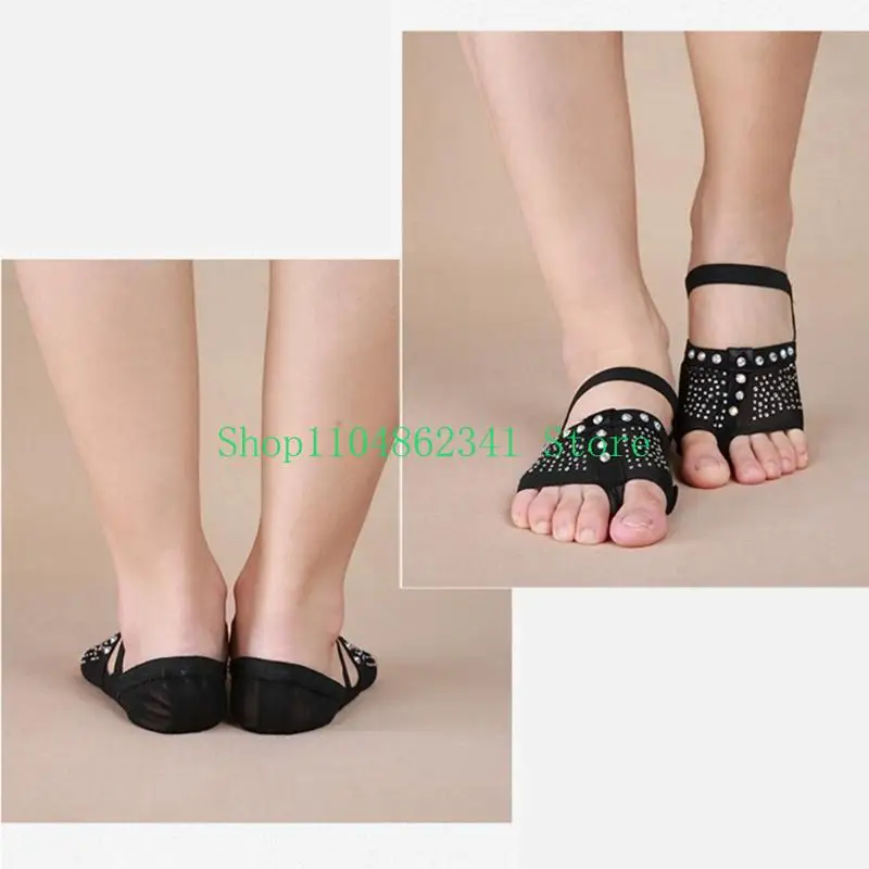 

5asd Rhinestones Belly Dance Practice Shoes Slip Resistant Breathable For Men Women