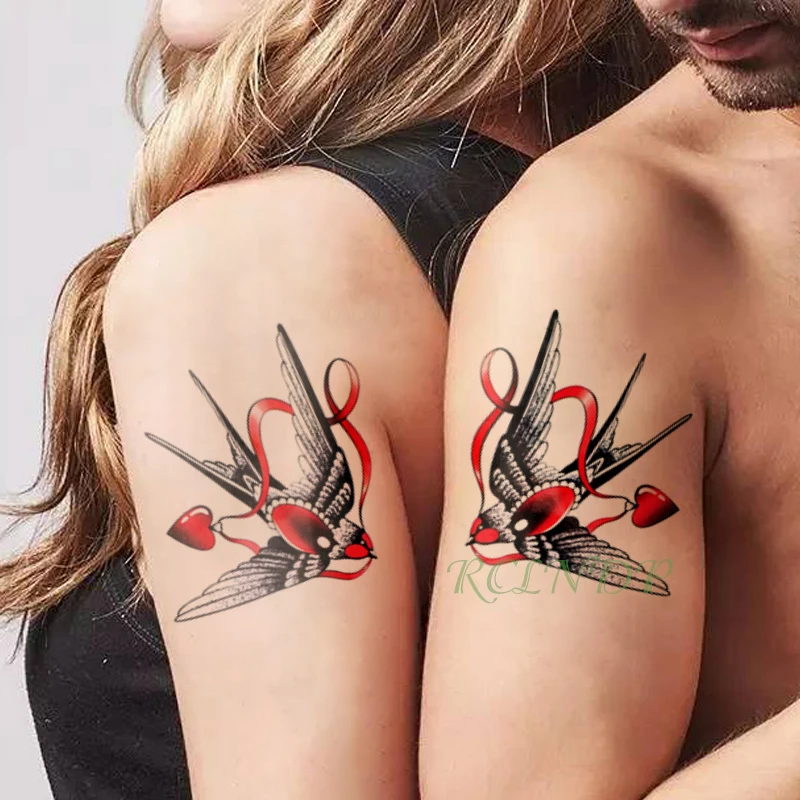 Waterproof Temporary Tattoo Sticker fly bird red heart tatouage tatto flash tatoo fake tattoos for girl women femme Men - view 2
