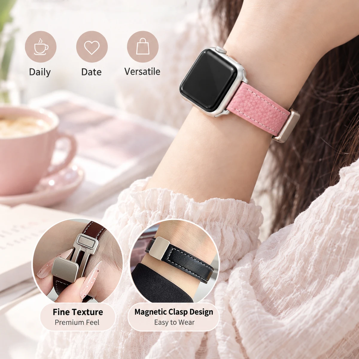 Luxury Pointed Tail Leather Strap for Apple Watch Band Series 12 11 10 9 8 7 6 SE 5 Bracelet Ultra2 49mm 41 45 40 44 38 42 46mm
