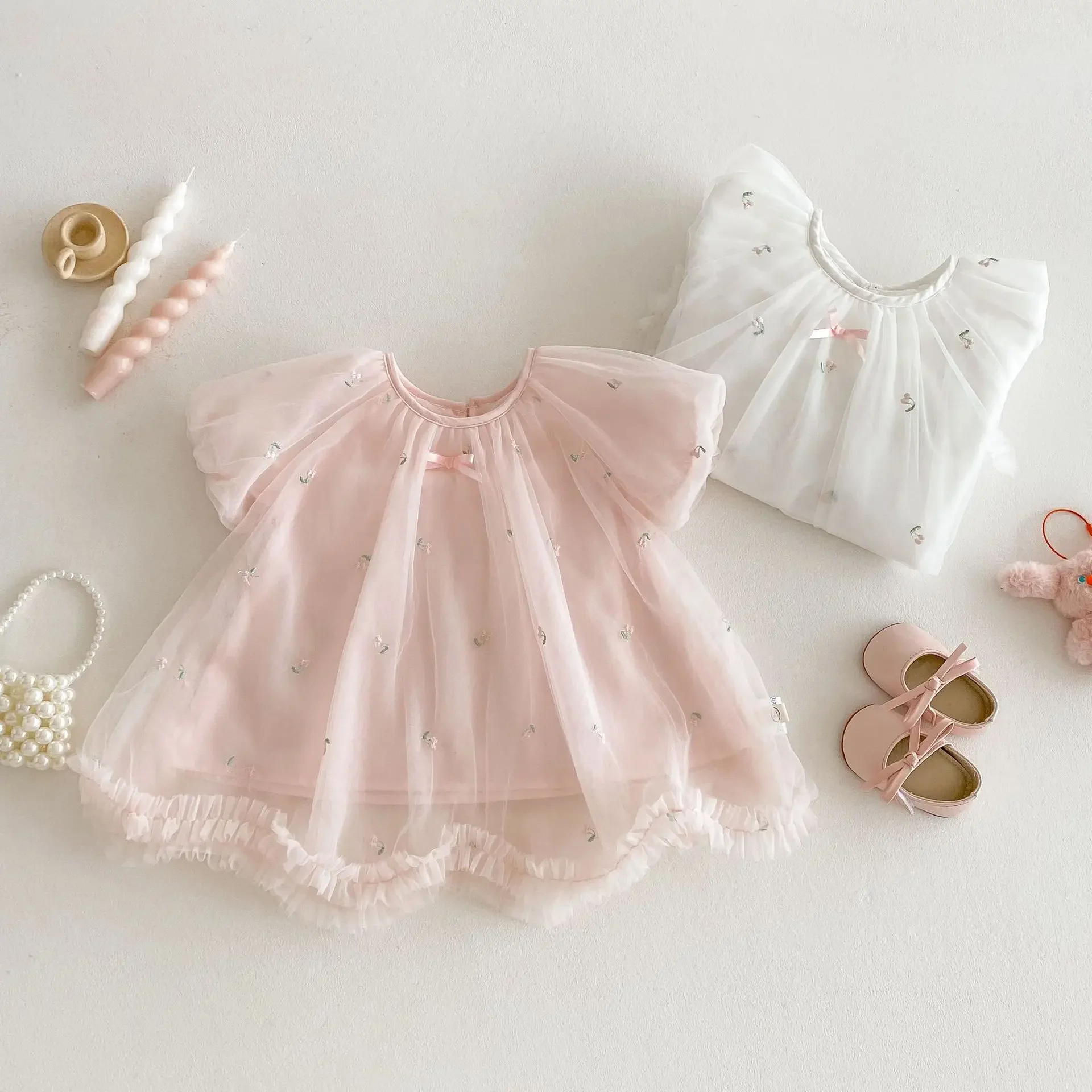 MILANCEL 2025 New Summer Girls\' Clothing 0-5Y Baby Children\'s Exquisitely Embroidered Tulle Princess Dresses Kids Birthday Dress