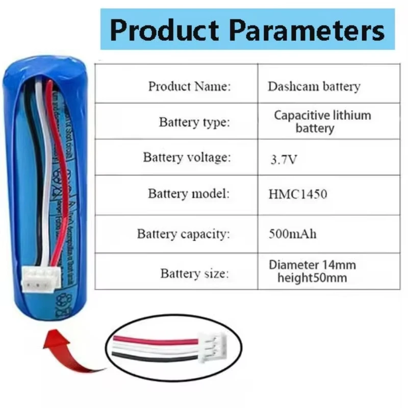 Neu. 70mAI professionelle Armaturenbrettkamera, professionelles Zubehör, 3,7-V-Lithiumbatterie, HMC 1450500 mAh Lithiumbatterie.