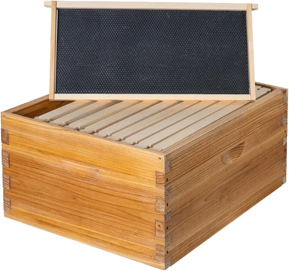 

Улей на 10 рамок с глубоким дном и вощеными рамками, несобранный, из кедрового дерева, для пчеловодства