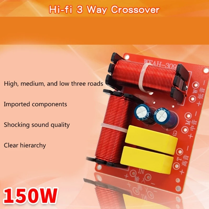 150W 3 Way Sound Divider Speaker Crossover Treble + Midrange + Bass Independent Filter Frequency Divider for DIY Speaker