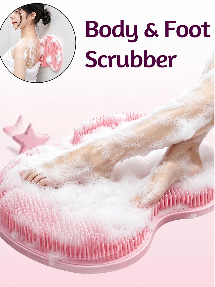 

Silicone Body Scrubber Pad for Back & Foot - Deep Cleansing, Instant Rinse, Zero Residue, Soft Massage Bath Brush