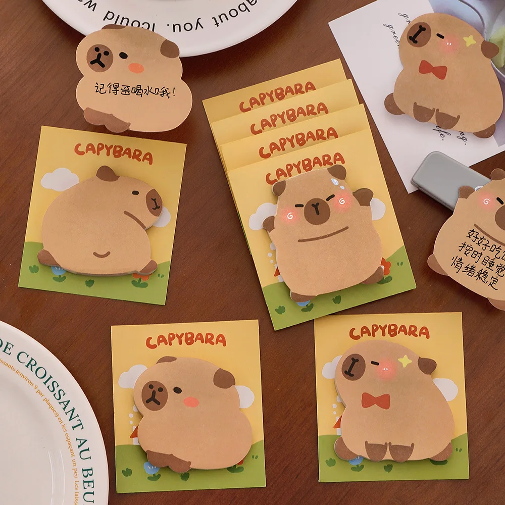 5Pcs/Lot Cute Cartoon Pufferfish Memo Pad Sticky Notes Kawaii Capybara Irregular Notepaper Student School Stationery Notepad