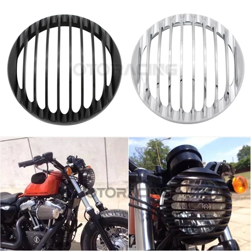 

5.75" 5 3/4" Motorcycle CNC Aluminum Headlight Grill Cover For Harley Sportster XL 883 Iron 1200 2004-2014 Custom XL1200C 1200