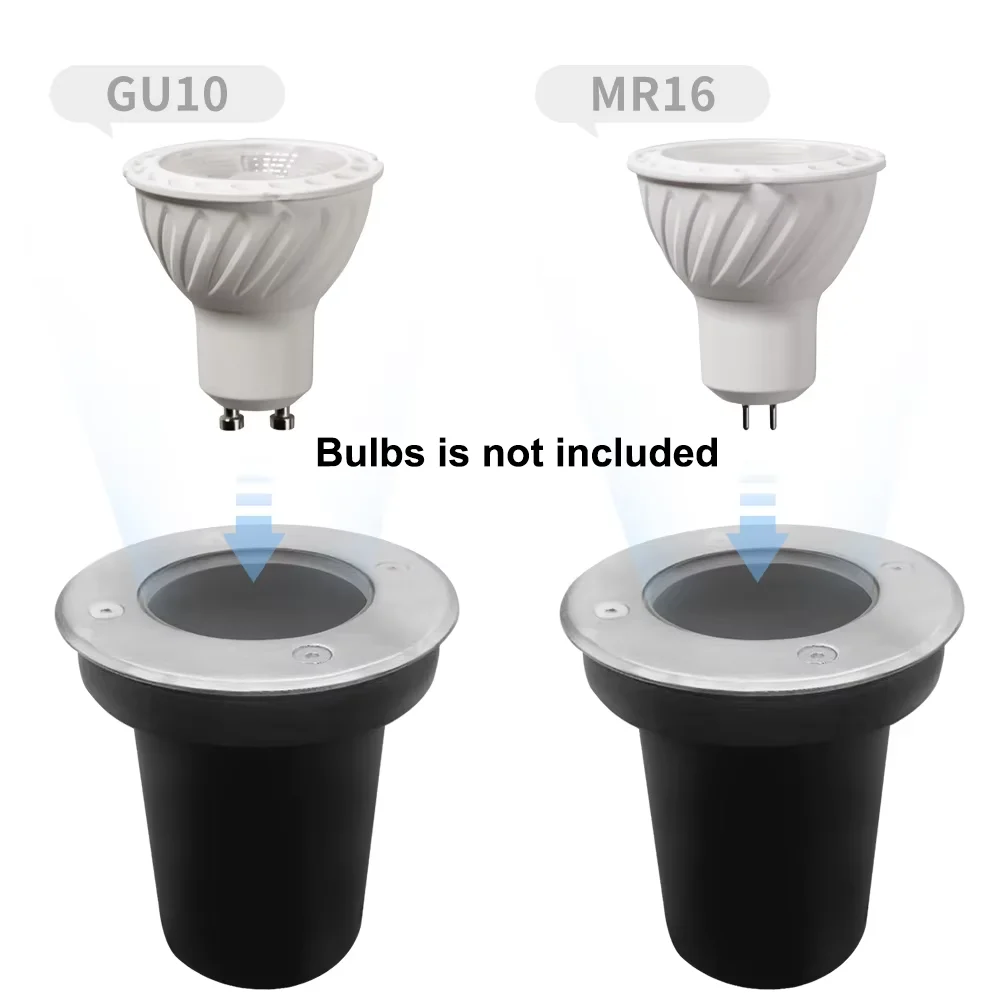 GU10/Mr16 Underground Lamp Bases Buried Light IP65 LED Garden Path Step Landscape Lighting AC220V/110V Outdoor Bulb Holder