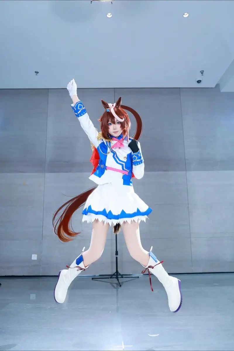 Tokai Derby Teio Косплей Костюм Парик Классическая Красивая Лошадь Аниме Школьная Форма Темно-Синее Платье Полный Комплект Хэллоуин Женщины Cos Наряды