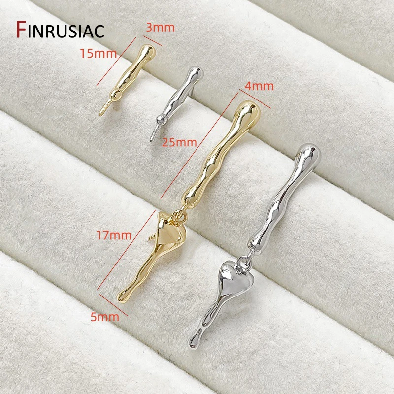 18K Gold Plated Brass Irregular Stud Earring Findings,Brass Post Earring Fittings With Pearl Mounting,DIY Earrings Accessories