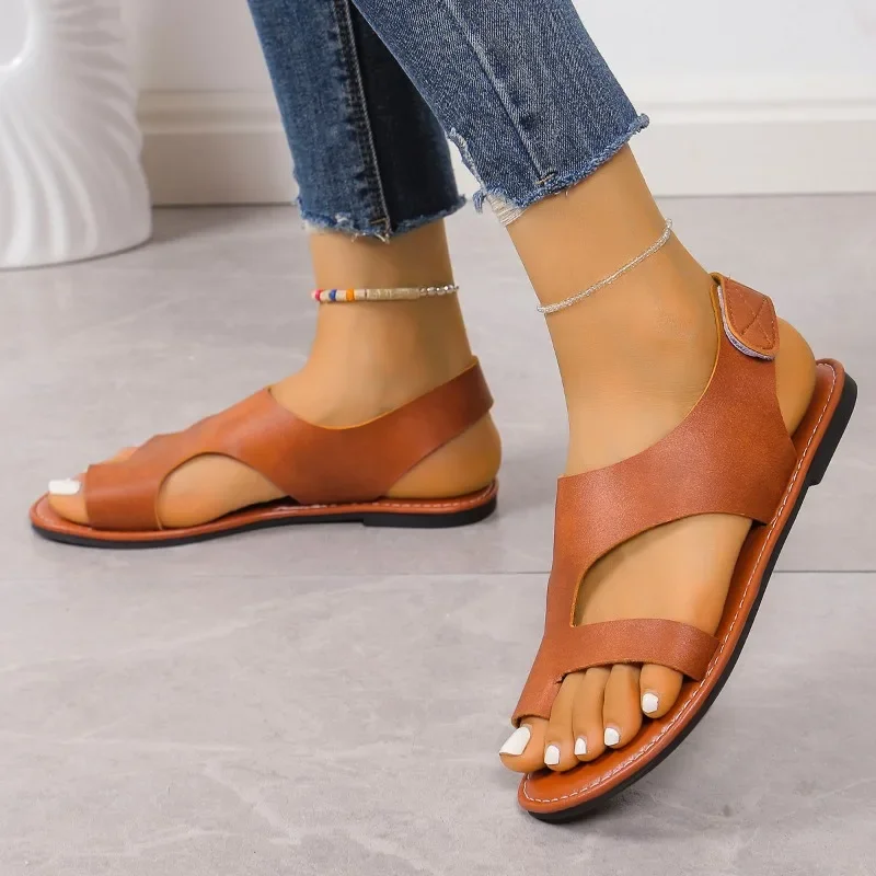 Ladies Shoes 2024 High Quality Summer Women\'s Sandals Solid Toe Set Chunky Heels Light Concise Large Size Beach Sandals Women