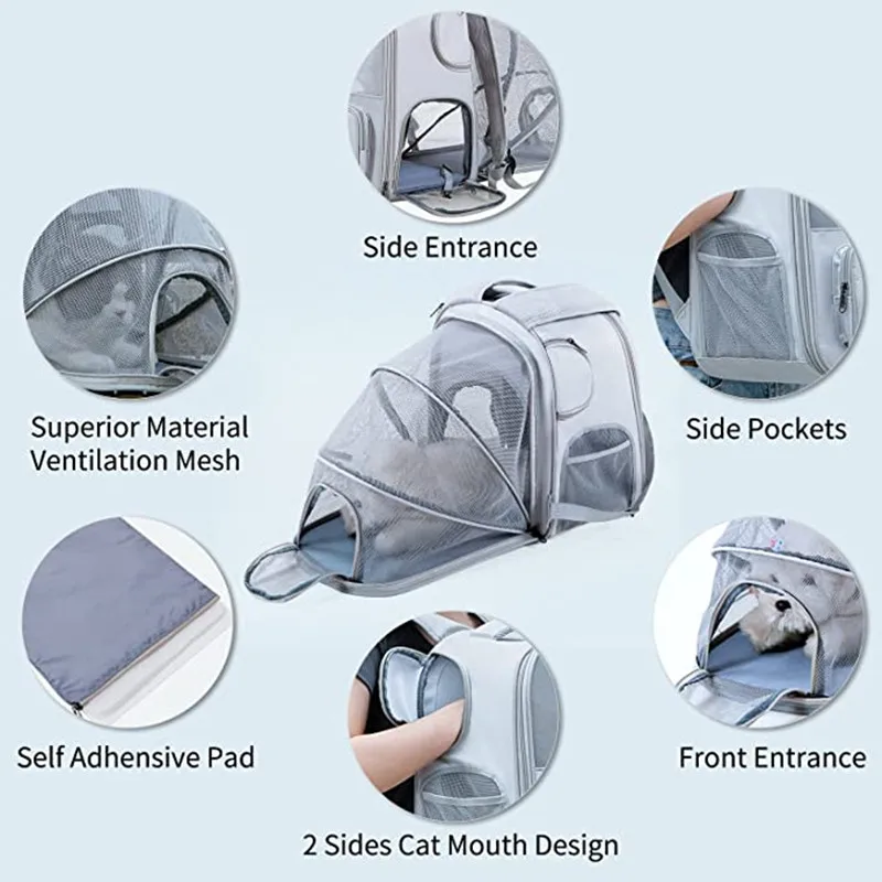 Pet Supplies Cat Backpack Breathable Foldable Bag Puppy Travel Walk Outdoor Use Large Capacity Expandable Pet Cage