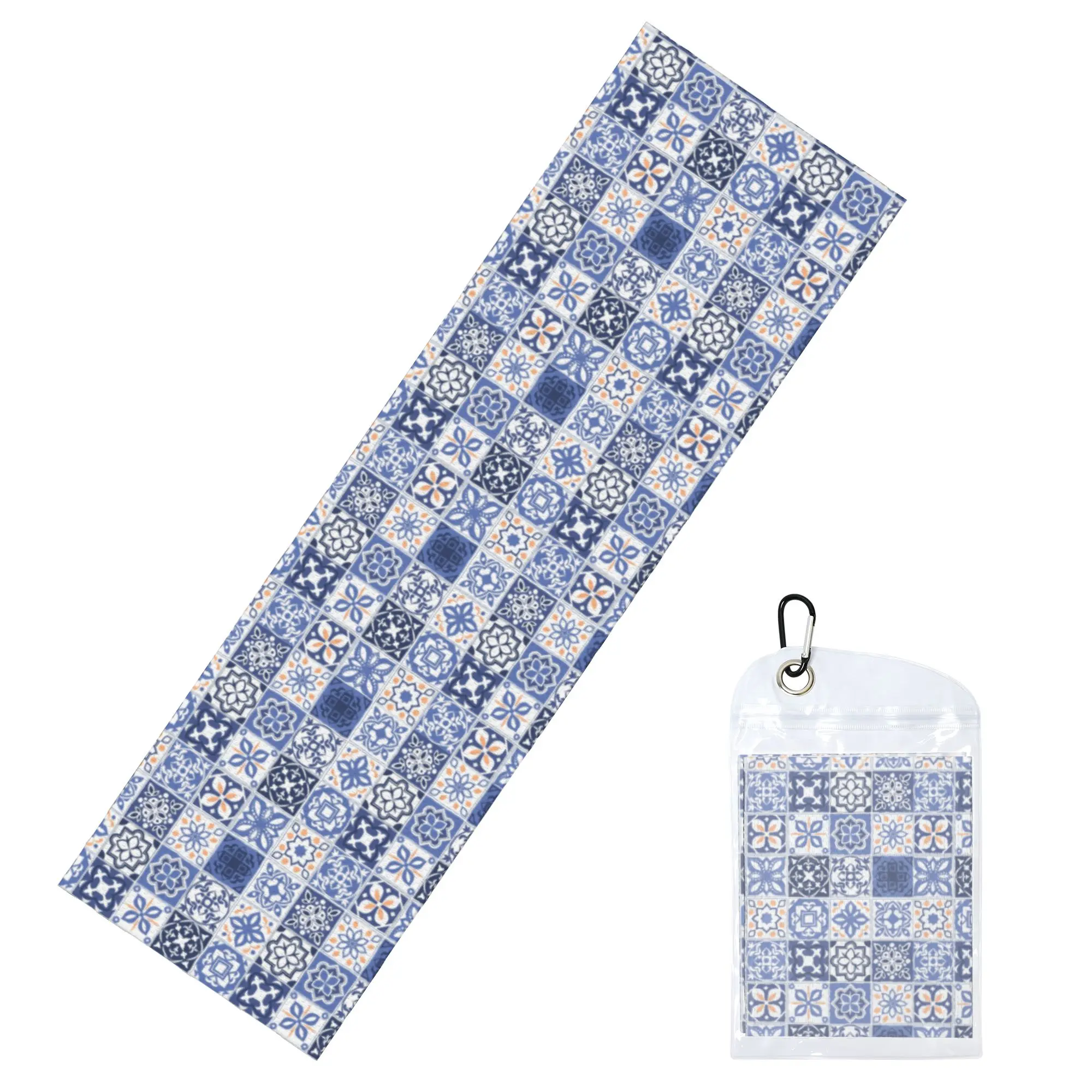 Floral Mediterranean Sicilian Tile Pattern In Blue Cold Exercise Towel Quick Dry Face Towel  Shower Towels