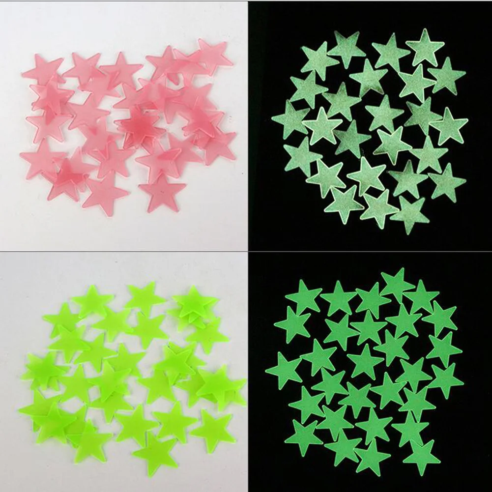 100Pcs/Set Stars Luminous Wall Stickers Glow In The Dark For Kids Baby Room Decoration Decals Colorful Star Home DIY Decor Mural