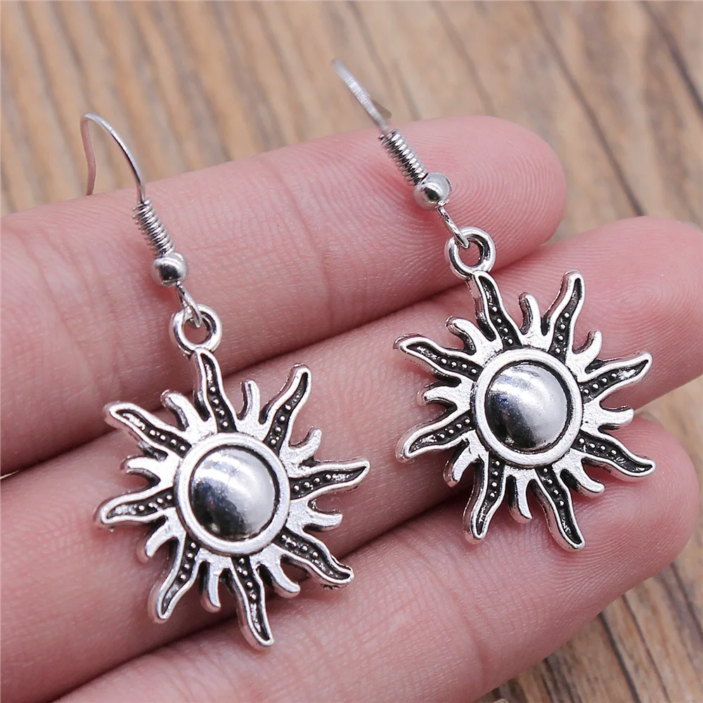 Sun Pendant Earrings Women Vintage Drop Earrings Fashion Handmade Jewelry Simple Earring Dropshipping