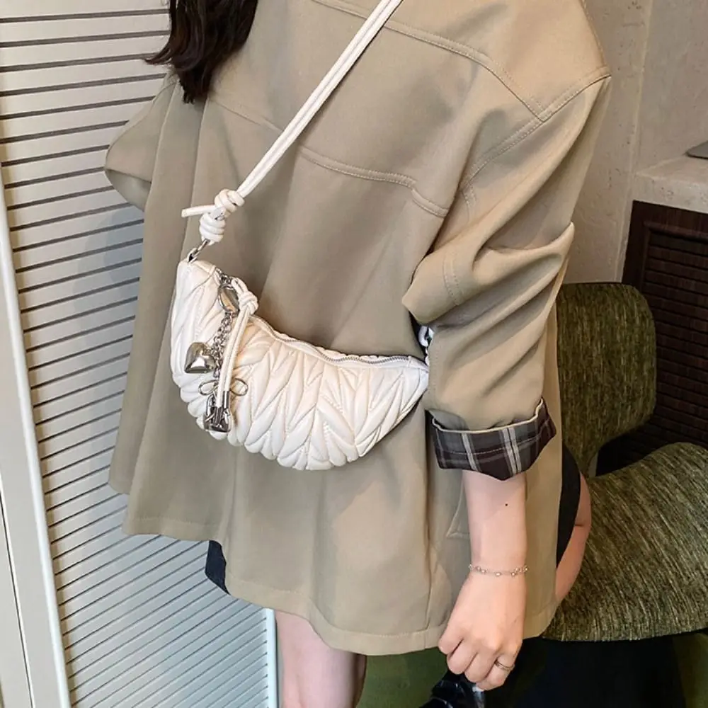 حقيبة كروسبودي حقيبة كتف كرواسون مع قلادة براون بولي Dumplings حقيبة بلون الكورية نمط فاسق حقائب اليد للأطفال #4