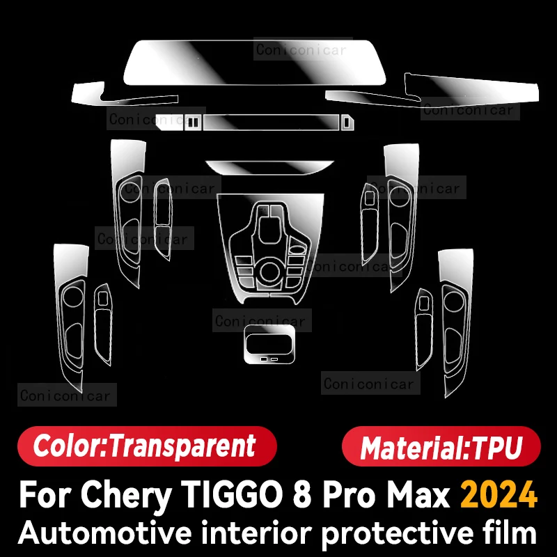 For CHERY TIGGO 8 Pro Max 2024 Car Gearbox Panel Film Dashboard Protective Sticker Interior Anti-Scratch Film Cover Accessories