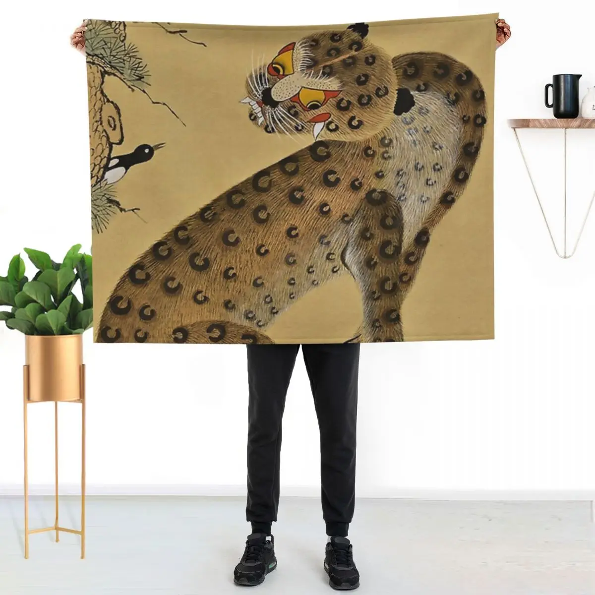 Spotted Tiger Minhwa with Magpie Throw Blanket Large Luxury Designer Furry Giant Sofa valentine gift ideas Kid'S Blankets