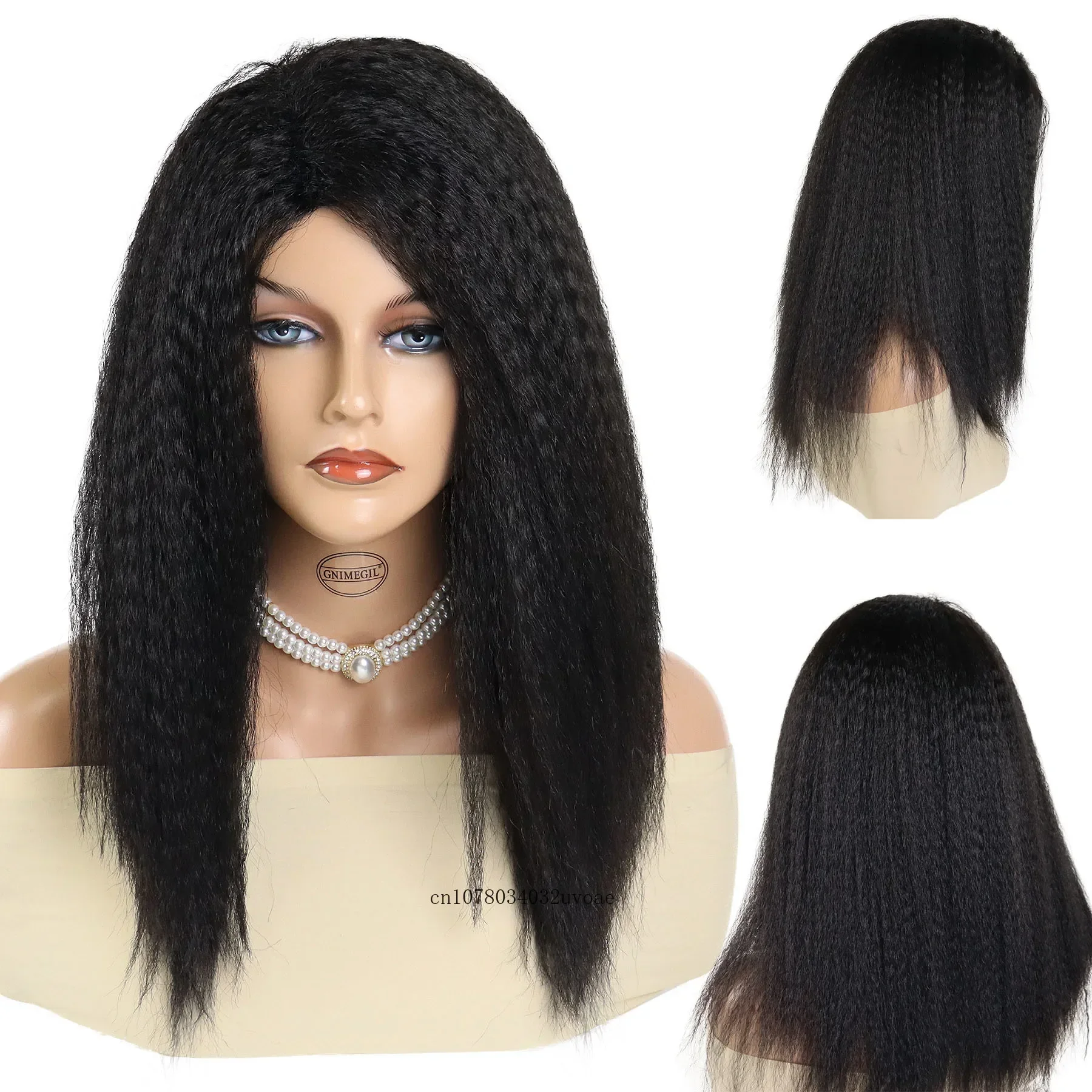 

Synthetic 22 inch Long Yaki Wig Straight Hair Black Women Wigs Natural Haircuts Afro Curly Wig Fluffy Thick Hairline Black Wigs