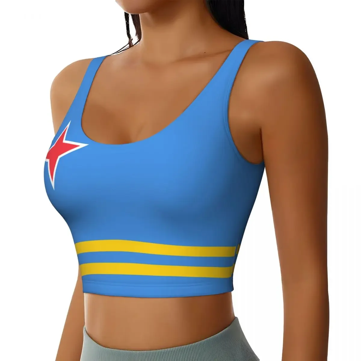 

Yoga Vest Women Gym Sports Crop Tops Flag Of Aruba Streetwear Workout Breathable Tank Top Female S-XXL