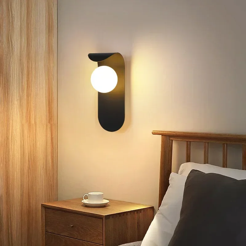 lampada de parede moderna led para sala de estar luzes decorativas simples quarto estudo casa interior decoracao de vidro nordico preto e branco 01