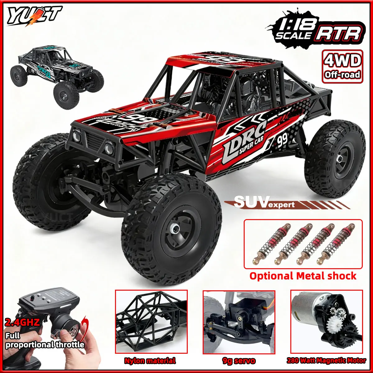 LDRC LD18499 1:18 4 × 4 RC سيارة 2.4G كامل النطاق 4WD التحكم عن بعد سيارة تسلق نموذج سيارة لعب للبنين هدايا عيد الميلاد #1