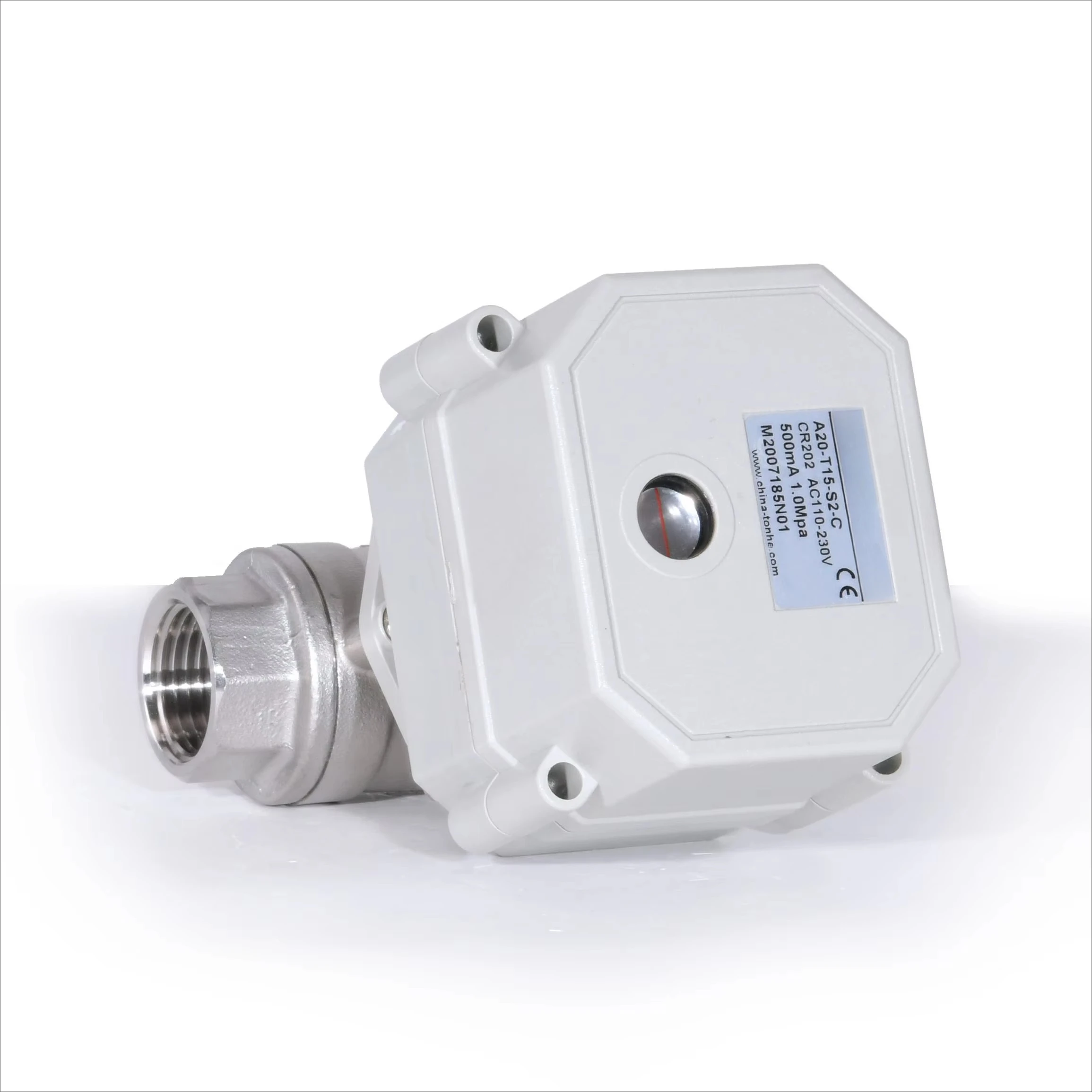 

A20-T15-S2-C 1/2" DN15 SS304 NPT CR202 Normally Closed DC9-24v Motorized Valve 0.5m Cable