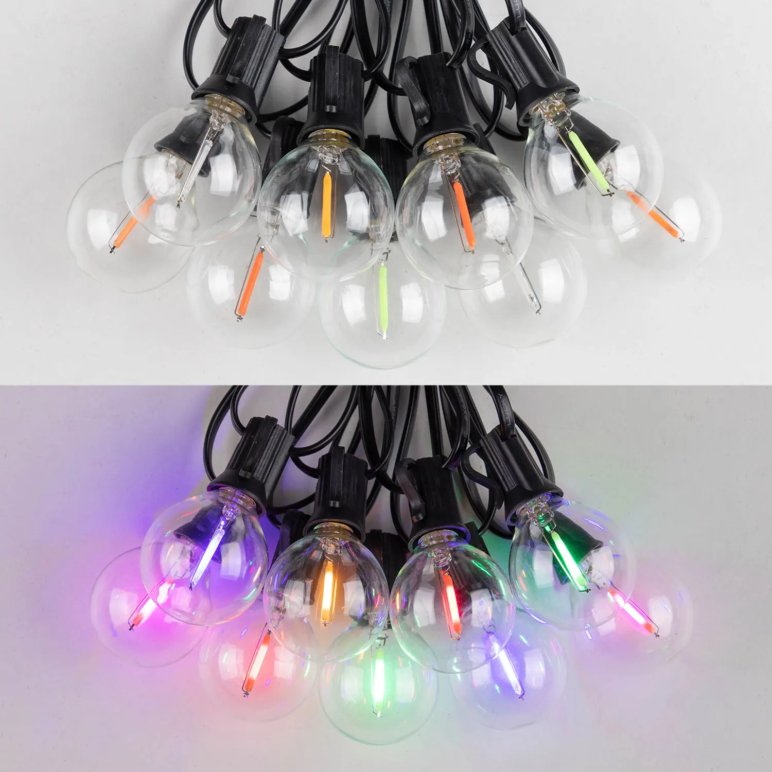 Christmas G40 Colored Plastic LED Outdoor Solar String Light Garland Waterproof 24V Globe Hanging Light for Garden Patio Cafe