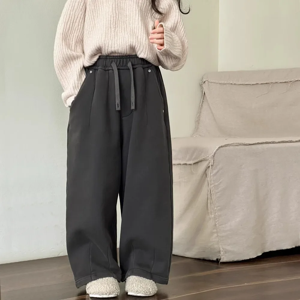 Winter 2024 Children's Wide Leg Loose Velvet Bent Knife Pants