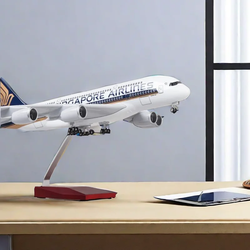 

1/160 Scale 50.5CM Airplane A380 Singapore Airline Model W Light and Wheel Diecast Plastic Resin Plane For Collection