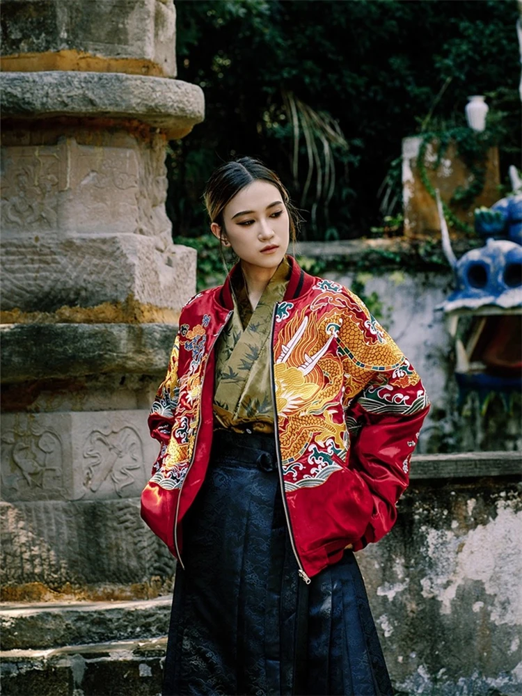 Limited Edition Chinese Style Dragon Embroidered Original Yokosuka Sukajan Souvenir Jackets Men Boys Streetwear Coats Vintage