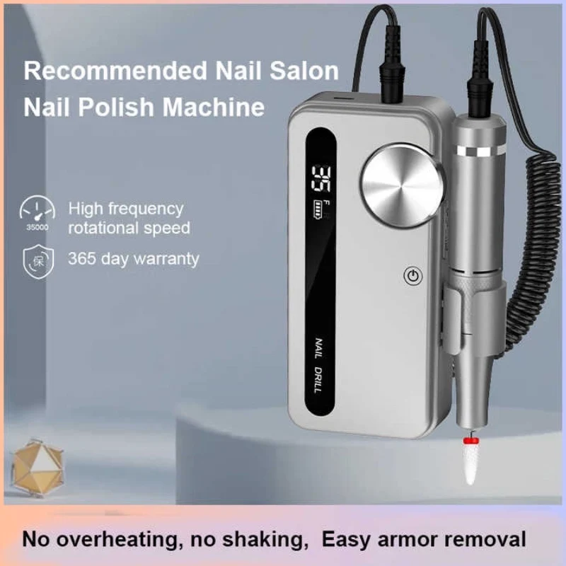 Profissional Electric Nail Drill, Máquina de Manicure com Modo Pausa Lixa Elétrica de Unhas, Lixadeira de Unhas de Gel Acrílico, 35000RPM