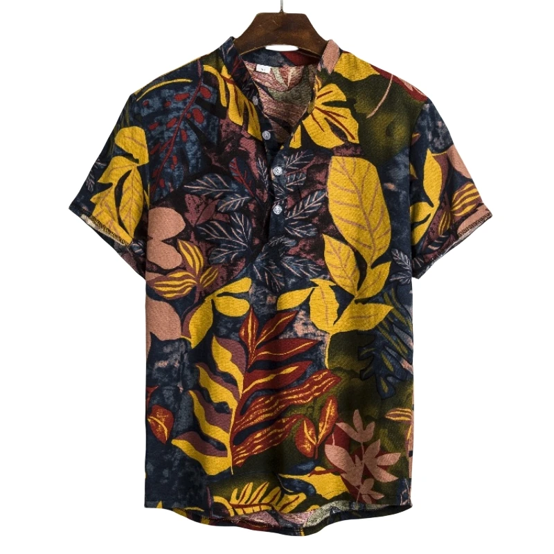 2024 new Hawaiian Cotton High Quality Shirts Men\'s Oversize Shirt Man Tiki Fashion Clothing Blouses Luxury Social T-shirts