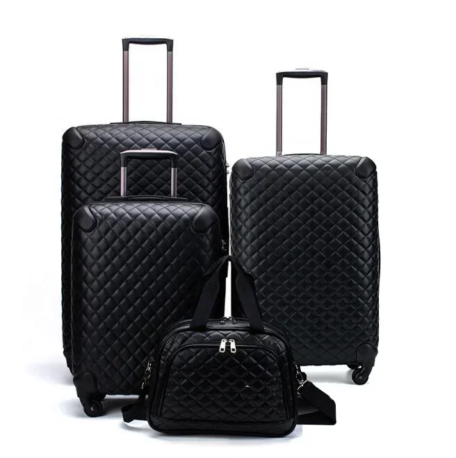 

PU custom trolley spinner luggage bag 4 sets travel suitcase sets 20 24 28 trolley luggage bag sets