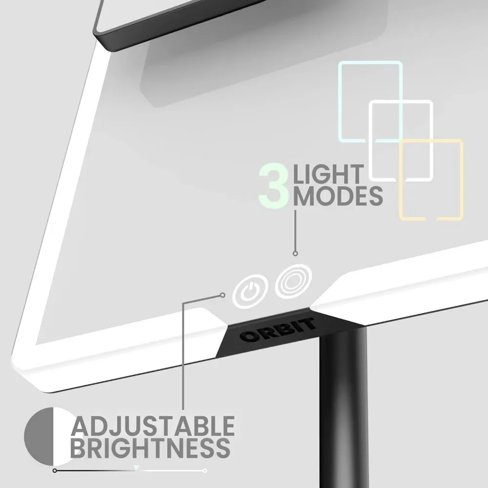 Miroir de courtoisie avec lumières, miroir de bureau 4.2 par LED avec lumière pour brittop, grossissement 7X 1X, intensité variable et aste, noir