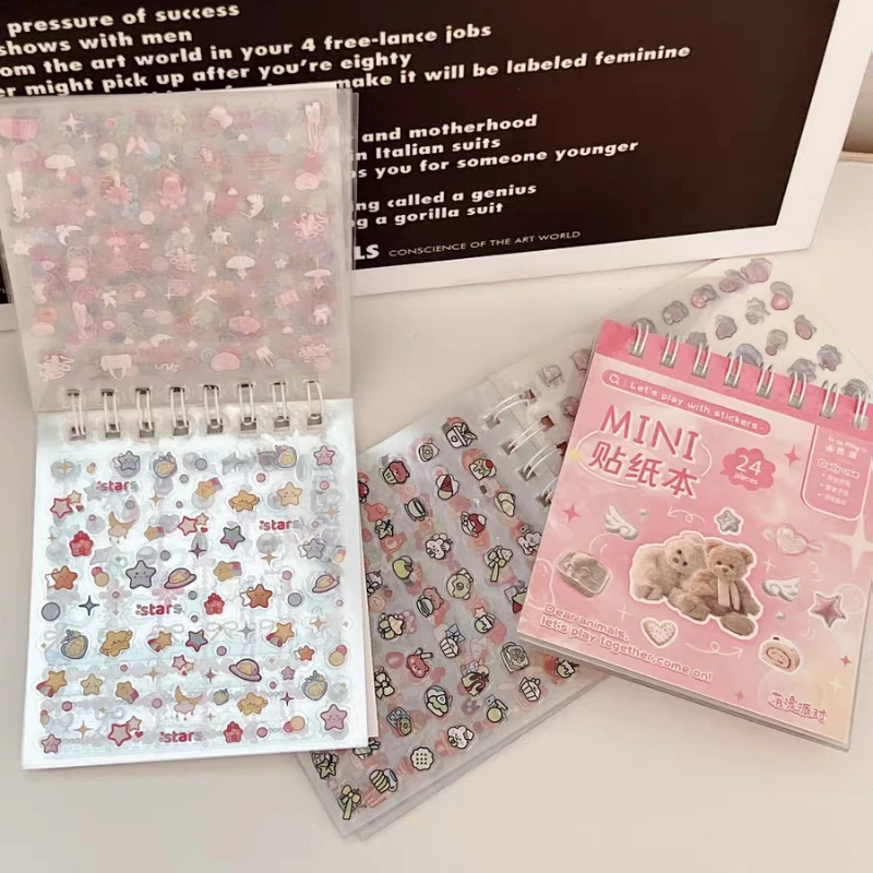 Bear Sticker Book for Kids Cute Cartoon Mini Sticker Collection for Scrapbooking DIY Decorative Stickers for Journal Stationery