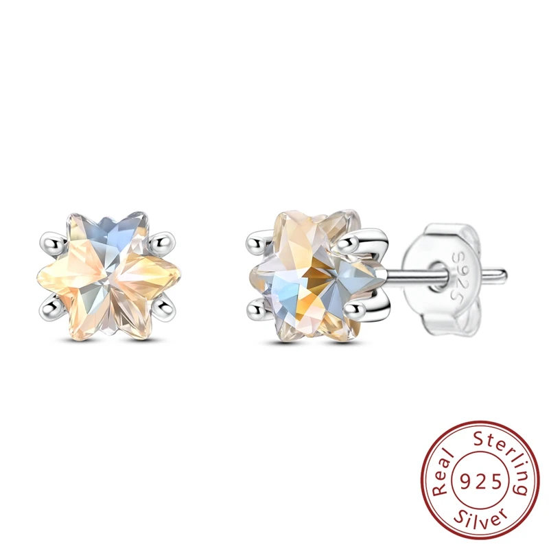 

Серьги из стерлингового серебра 925 пробы, женские блестящие серьги-гвоздики со снежинками для вечеринки, годовщины, свадьбы, подарка