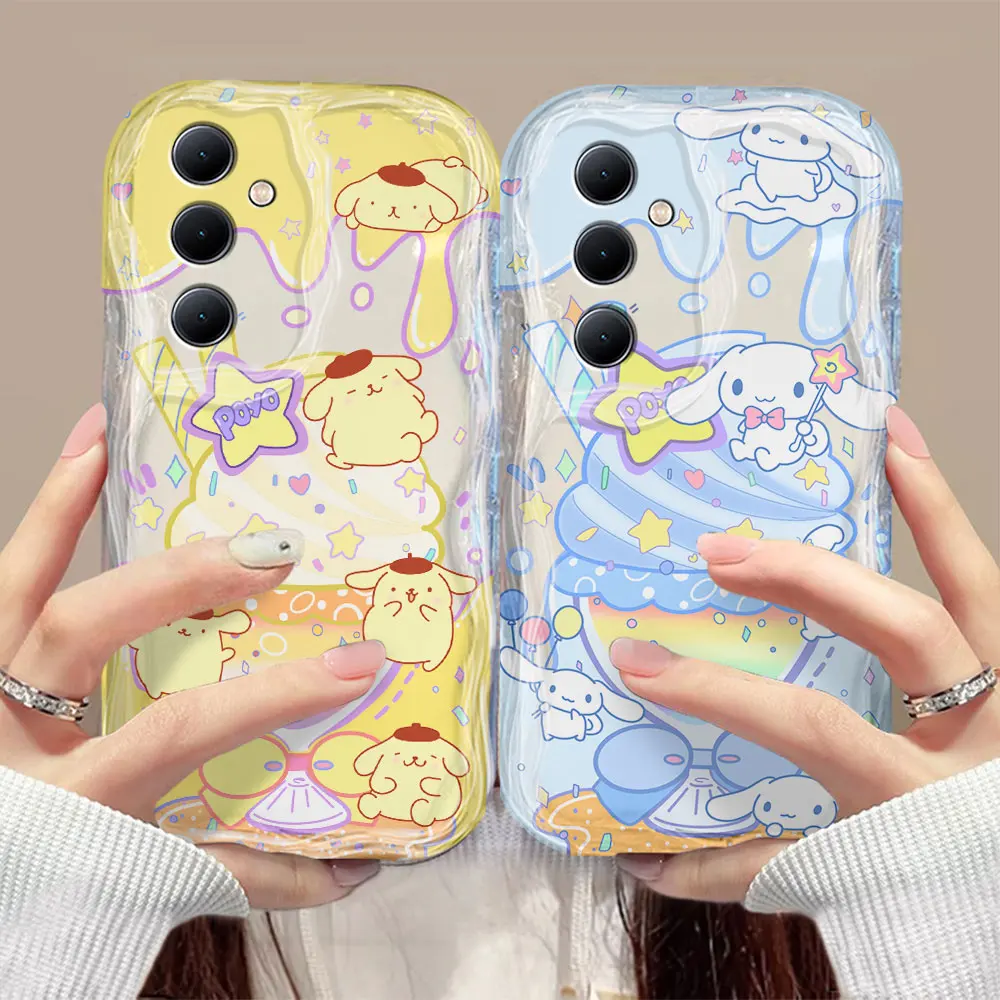 Pompompurin Cinnamoroll 3D Wave Case For Xiaomi Redmi 13C 12 12C 10 10C 9 9C A1 A2 K50 K40 Note 13 12 11 10 Pro Plus 4G 5G Cover