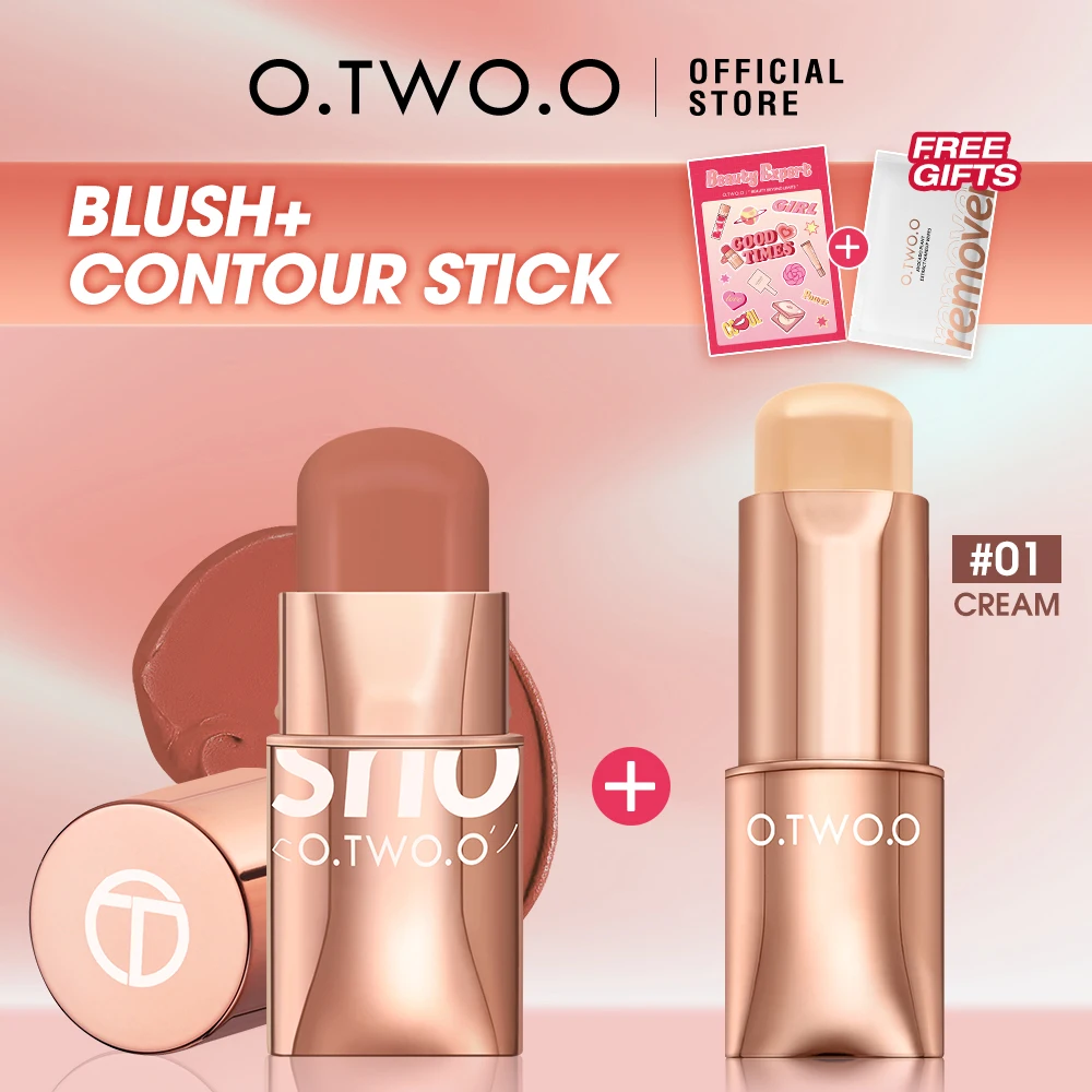 O.TWO.O Face Contour Blush Stick Corrector Contouring Waterproof Cheek Face Bronzer 3 In 1 Lipstick Blush Creamy Cosmetics