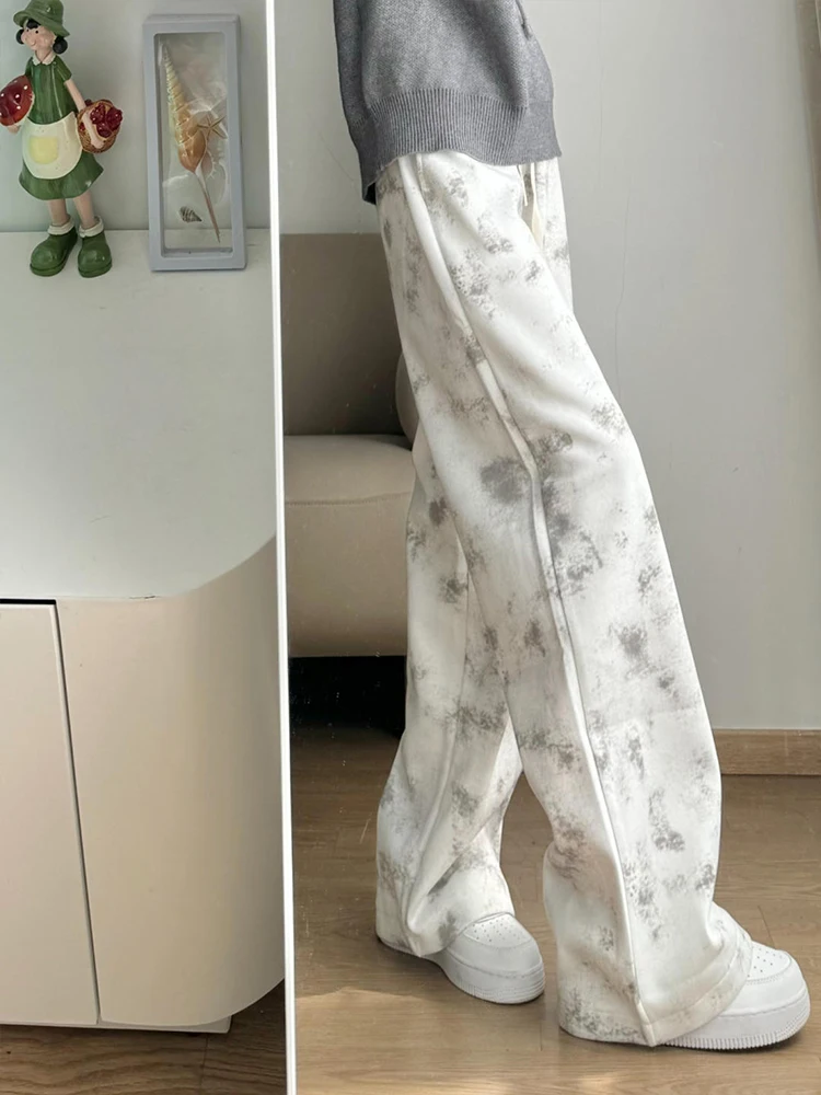 American Style Cleanfit Men's Casual Straight Leg Dyeing Pants Spring Hiphop Trendy Loose Wide Leg Sweatpants