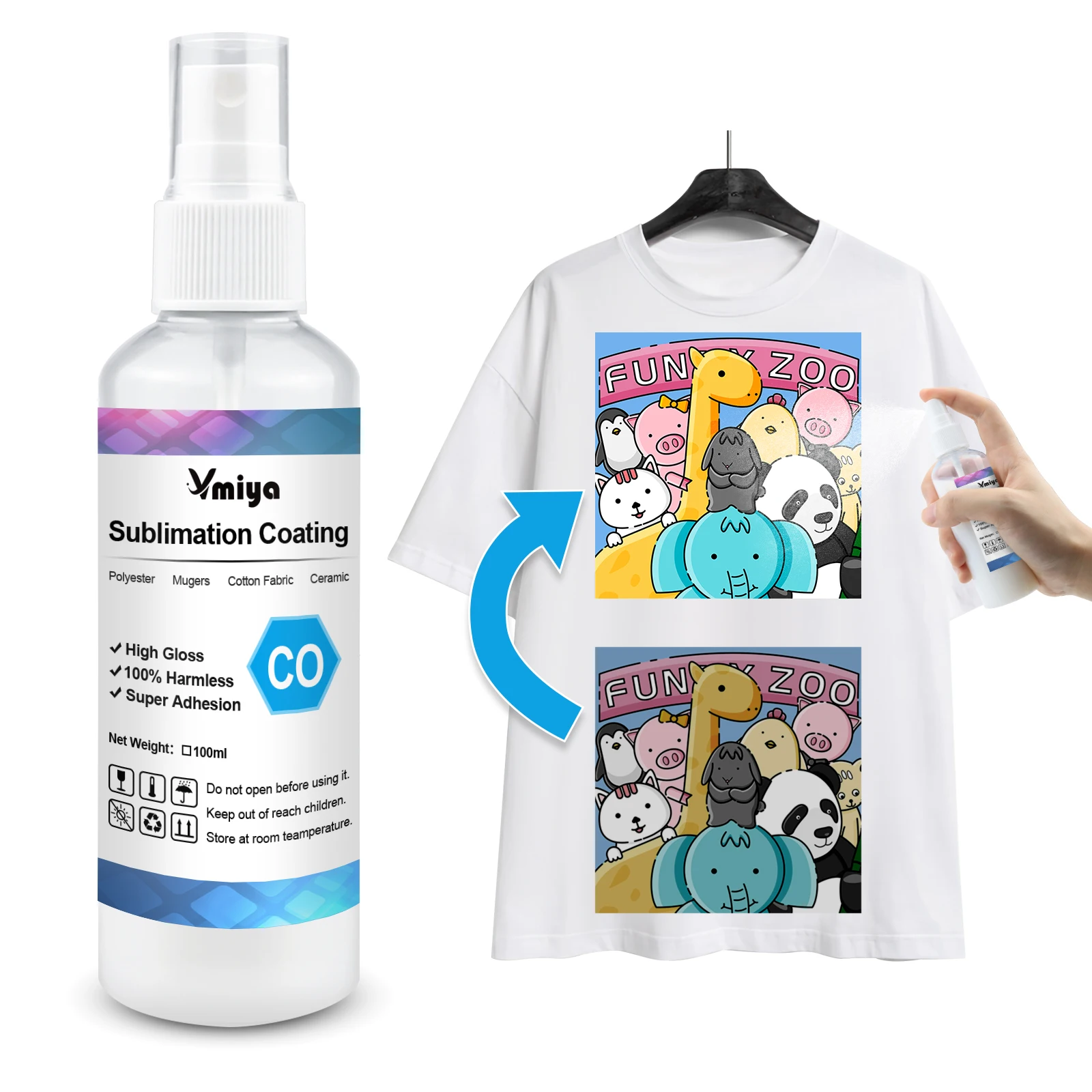 100ml Sublimation Coating Spray Suit For 100% pure Cotton Materials Such as Clothes T-shirts Hats All Fabric Quick-drying Spray