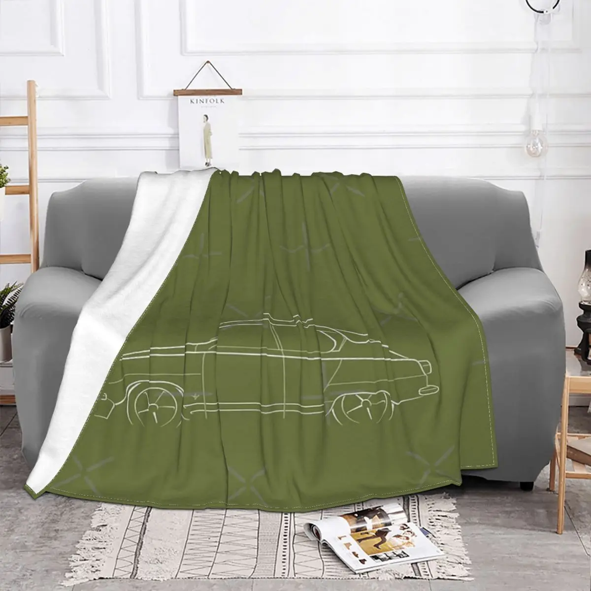 Saab 96 - Profile Stencil White Anime Bed Blanket Throw Blanket Winter Warm Blanket Throw Blanket