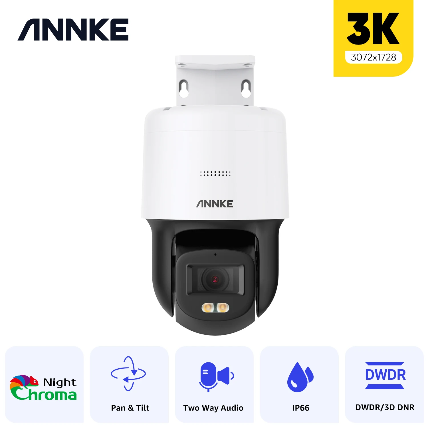 ANNKE 3K full Color Network IP Camera Built-in Microphone and Speaker for Real-time Audio Security Camera IP66 Indoor/Outdoor