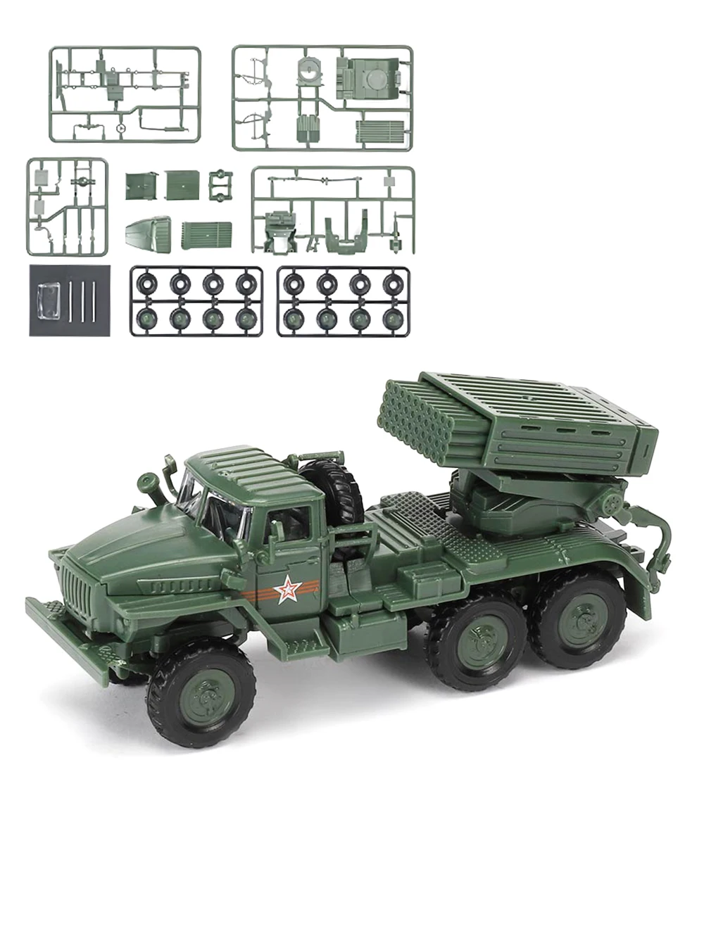 ViiKONDO Toy Tank Model Kit 1/72 Scale Russia BM-21 Multi Barrel Rocket Launcher Military Vehicle Assembly Army Men Wargame Gift