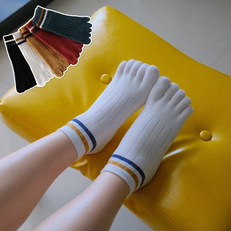 Summer Women's Socks, College Style Short Cotton Cute Split-Toe Socks, Five-Toe Socks, Comfortable Ladies' Socks