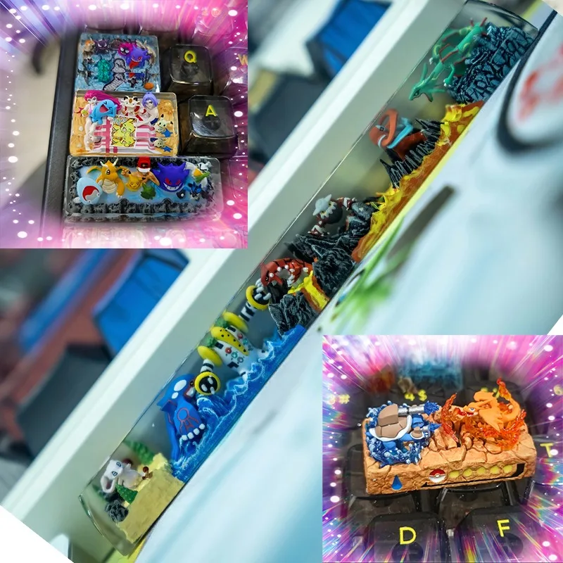 pokemon-anime-keycaps-legendary-bird-legendary-beasts-giratina-resin-transparent-stereoscopic-keys-for-mechanical-keyboard-gifts
