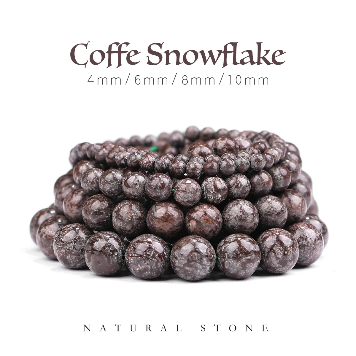 4/6/8/10/mm Natural Faceted Coffee Snowflake Jaspers Round Loose Spacer Beads For Jewelry Making DIY Bracelet Handmade 1 Strip