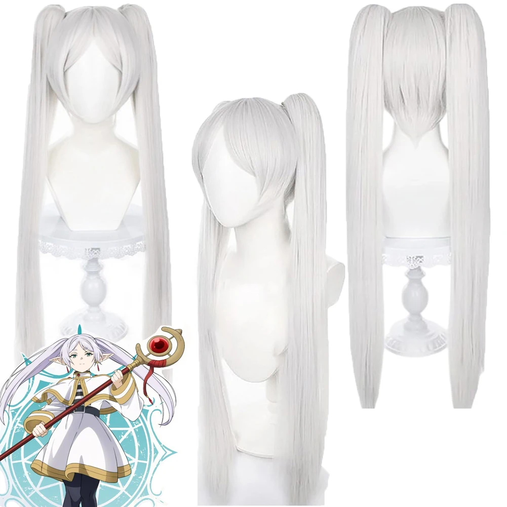 Anime Cos Frieren Cosplay Accessories Fantasy Wig Heat Resistant Synthetic Carnival Halloween Party Prop For Adult Girl Roleplay